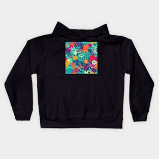 Purple, Teal, Hot Pink and Yellow Flower Floral Kids Hoodie